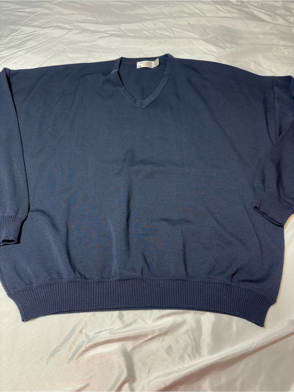 St. Croix Knits Men’s XXL Navy Blue Merino Wool V-Neck